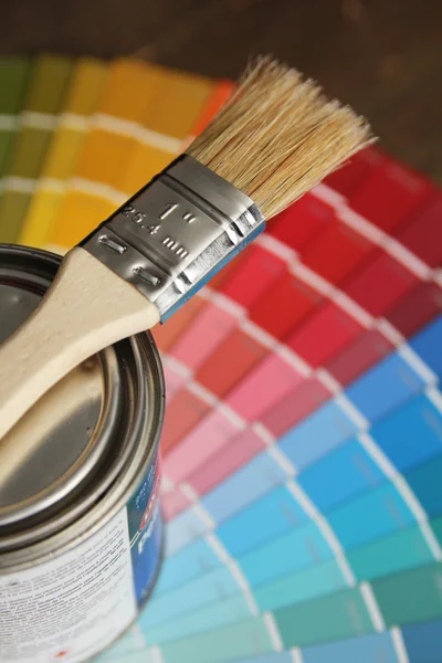 Brush, painting and color palette — Stock Photo, Image