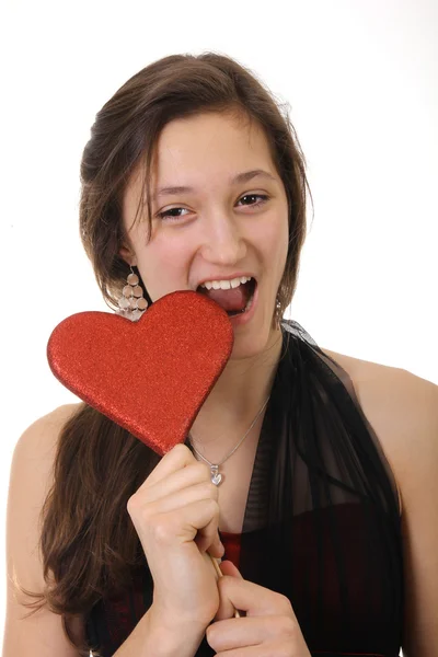 Teenager girl and heart — Stock Photo, Image