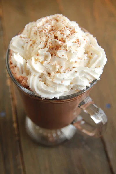 Hot chocolate with whipped cream — Stock Photo, Image