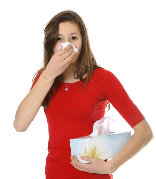 Nastolatka z alergią lub zimno — Zdjęcie stockowe