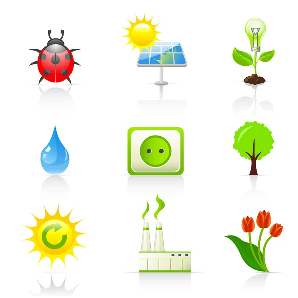 Iconos de medio ambiente y ecología — Vector de stock