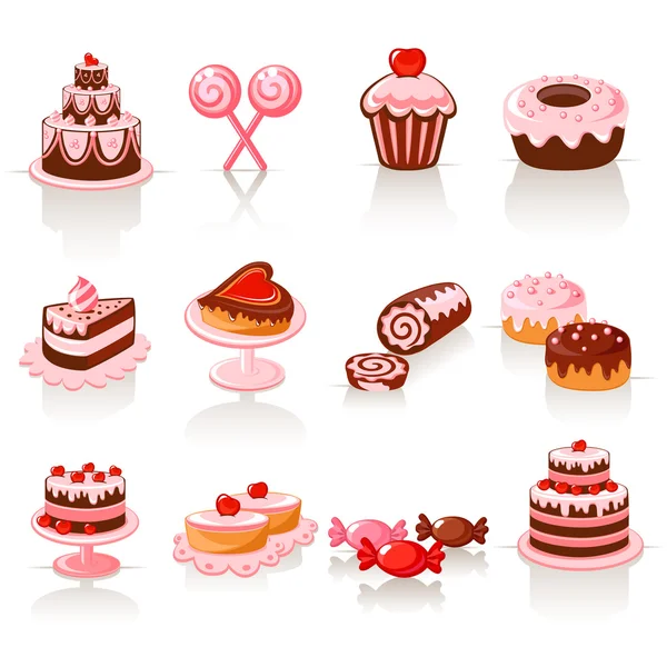 Iconos de pastelería dulce — Vector de stock