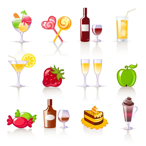 Dessert and drinks icons — Stock Vector