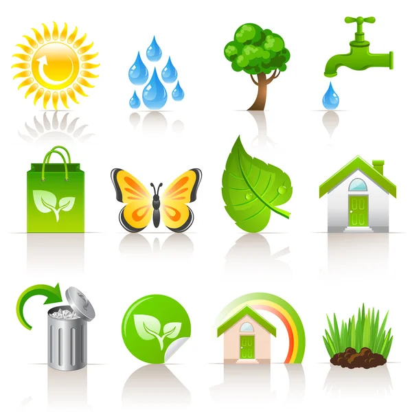 Iconos del concepto de ecología — Vector de stock