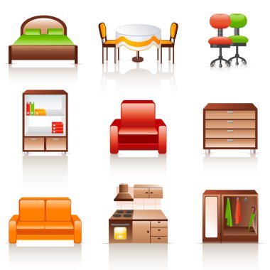 Furniture icons clipart