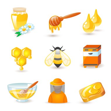 Honey and beekeeping icons clipart