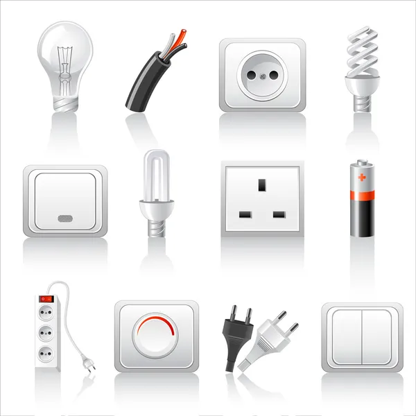 Accessoires électriques icônes — Image vectorielle