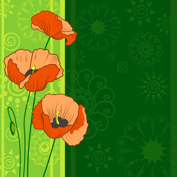 Background with poppy flowers — Stock Vector