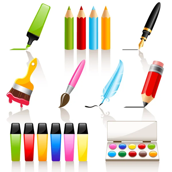 Herramientas de dibujo y pintura — Vector de stock