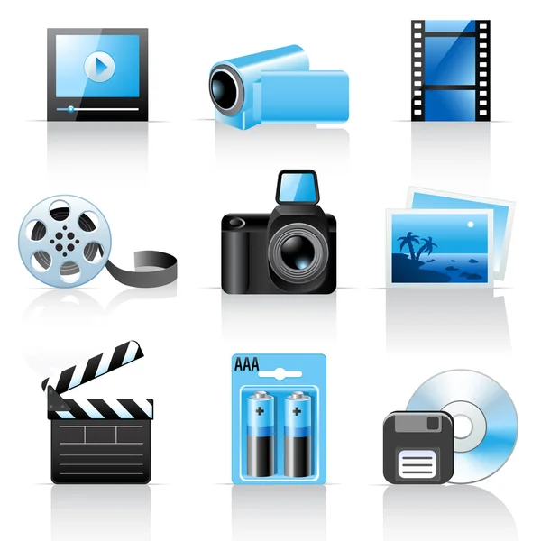 Fotoğraf ve video simgeler — Stok Vektör