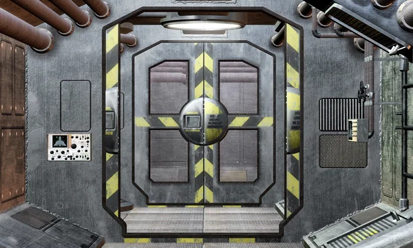 Raumschiff-Luke und Korridor-Hintergrund — Stockfoto