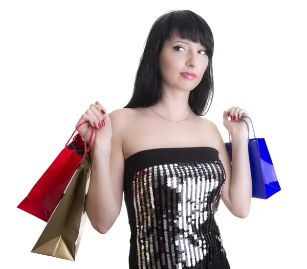 Okouzlující žena s nákupní tašky — Stock fotografie