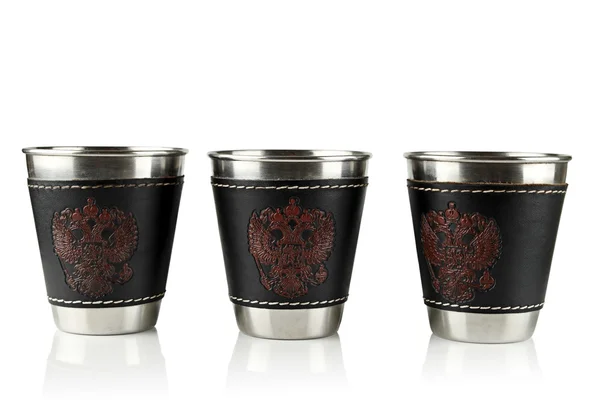 stock image Three metal cups.