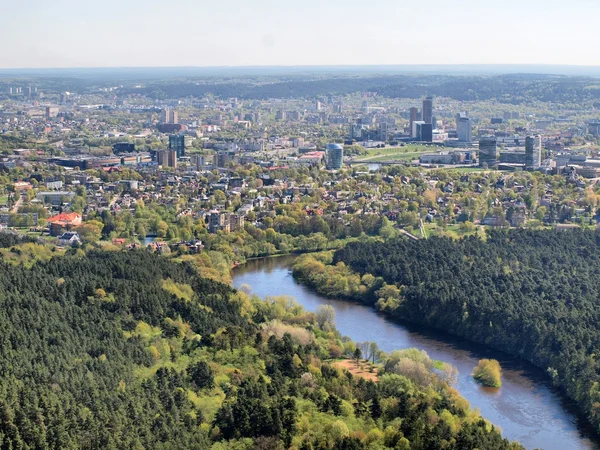 Spring in the Vilnius city - aerial photo — Stock Photo, Image