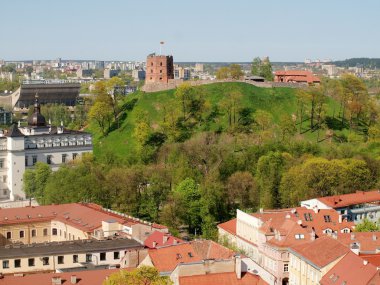 Gediminas castle tower on the hill in Vilnius city clipart