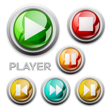 Vector modern glossy icons, player clipart