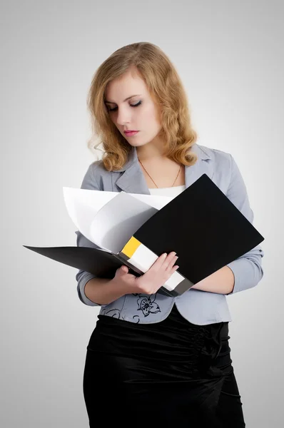 Business woman with folder in her hands — Stock Photo, Image