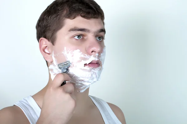 stock image Shaving man