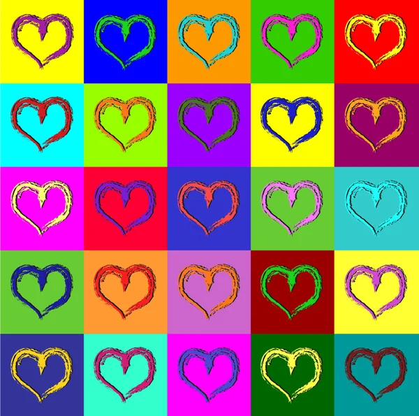 Coeurs de Warhol — Image vectorielle