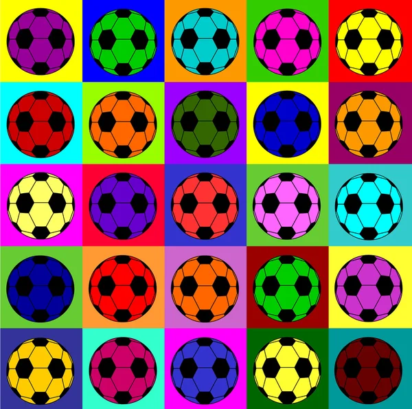 Balones de fútbol Warhol — Vector de stock