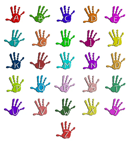 Цветной алфавит рук — стоковый вектор