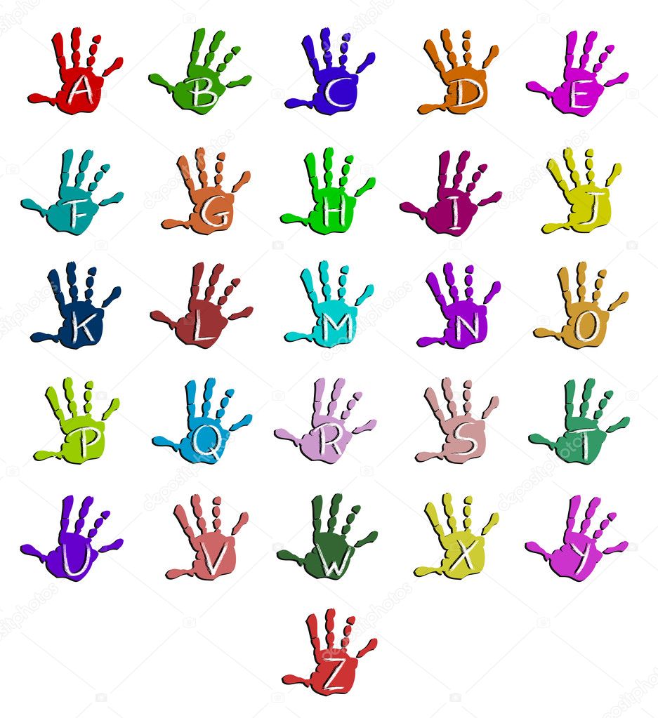 Colorful hand alphabet