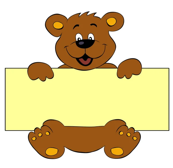 Happy bear with banner — Stock Vector