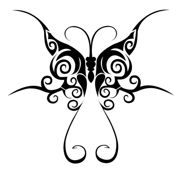 Tatuaje de mariposa tribal — Vector de stock