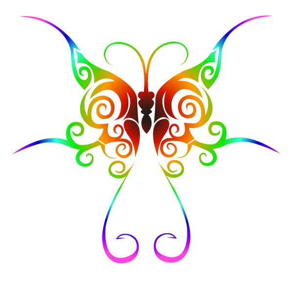 Colorful tribal butterfly tattoo — Stock Vector