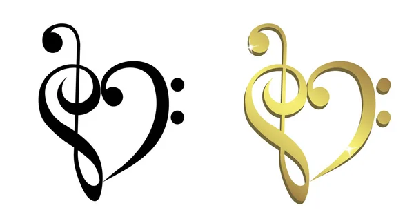 Сердце из скрипичного клюва и басового клюва — стоковый вектор
