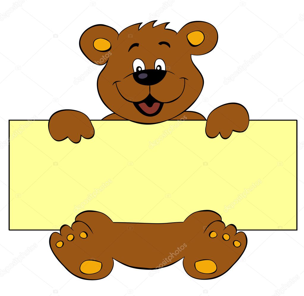 Happy bear with banner