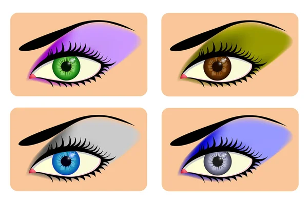Привабливі жіночі очі з яскравою тіні для очей — стоковий вектор