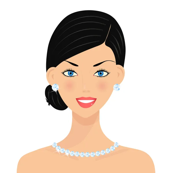 Belle femme avec des diamants — Image vectorielle