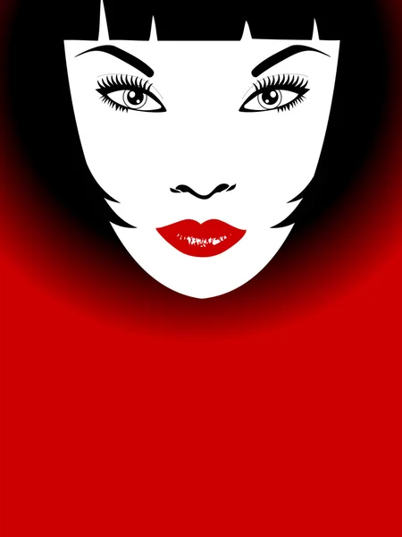 Стильний фон жінки з червоними губами і зачіскою боб — стоковий вектор