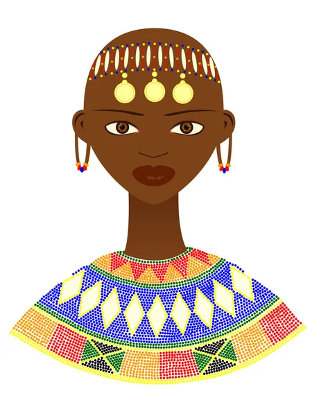 Femme africaine Etnic avec des bijoux traditionnels — Image vectorielle