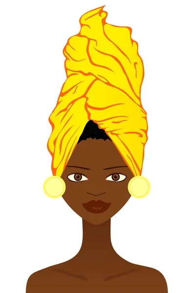 Mooie Afrikaanse vrouw met traditionele hoofddeksels — Stockvector