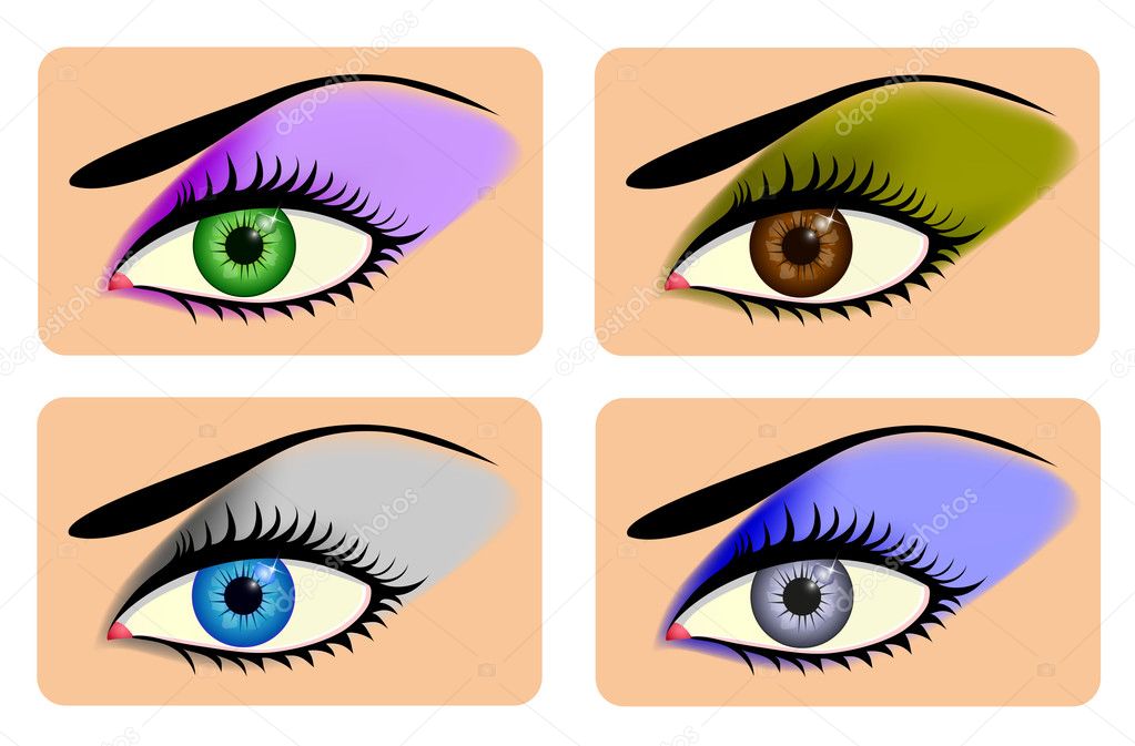 Attractive female eyes with vibrant eye shadow