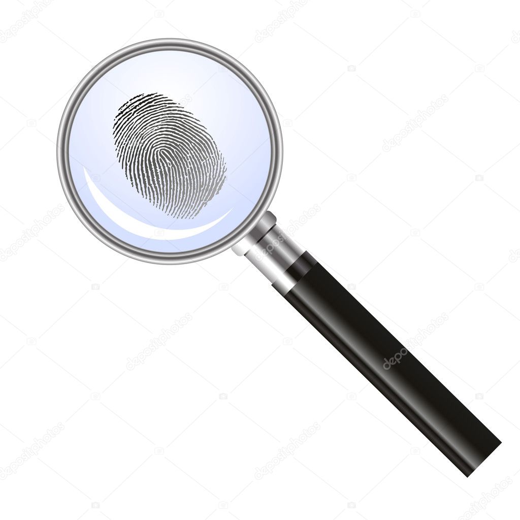 Magnifier glass searching for fingerprint