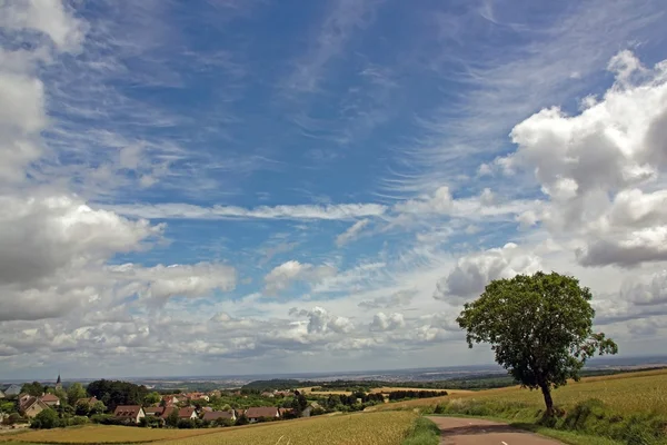 Sommaren himlen genom den franska landsbygden — Stockfoto