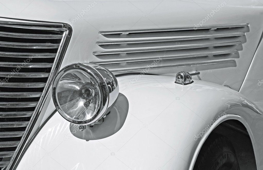 Headlight and fender retro car