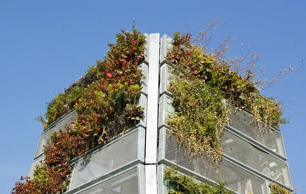 Grön vägg av stålplåt — Stockfoto