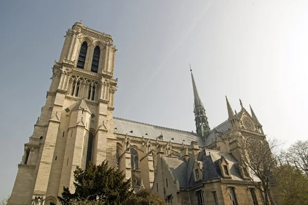 Nostra Signora di Parigi, Notre-Dame de Paris, vista laterale — Foto Stock