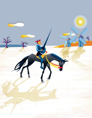 Don Quijote And Windmills clipart