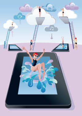 Springboard Dive Woman Digital Tablet clipart