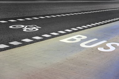 Bus and bicycle lane clipart