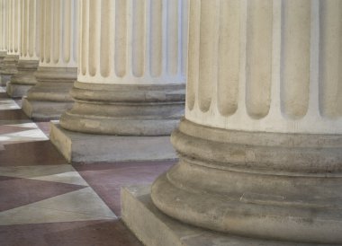 Columns with shadows deep perspective clipart