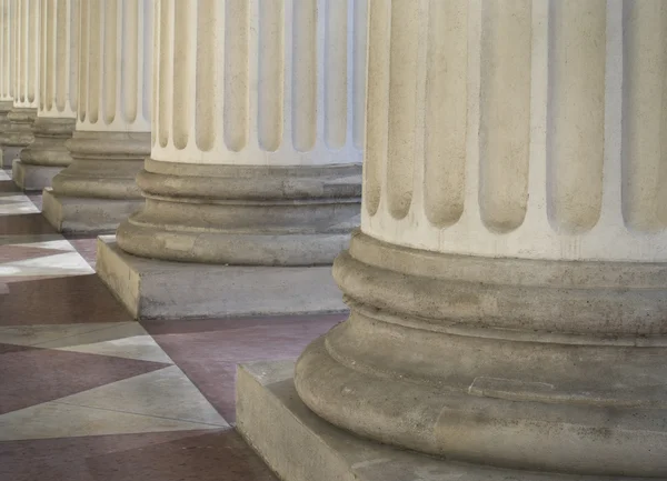 Columns with shadows deep perspective — Stock Photo, Image