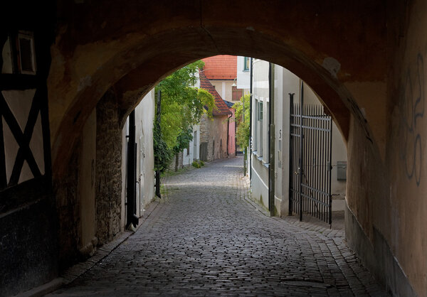 Old street in the old town of Visby, Gotland, Sweden