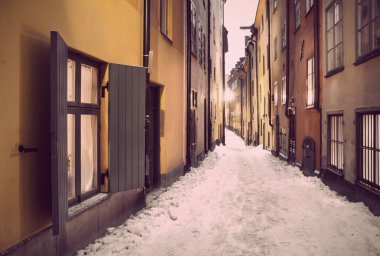 Narrow street in Stockholm clipart