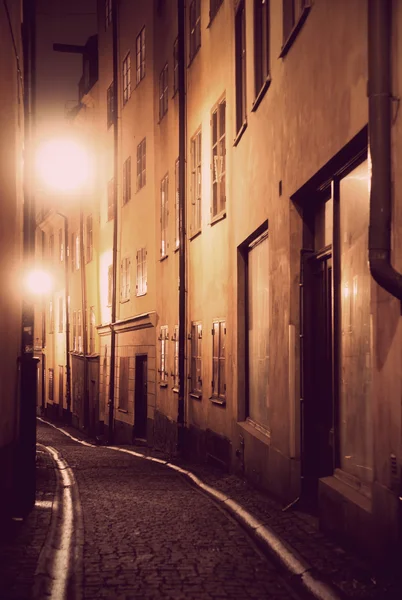 Wąska ulica w Sztokholmie — Zdjęcie stockowe
